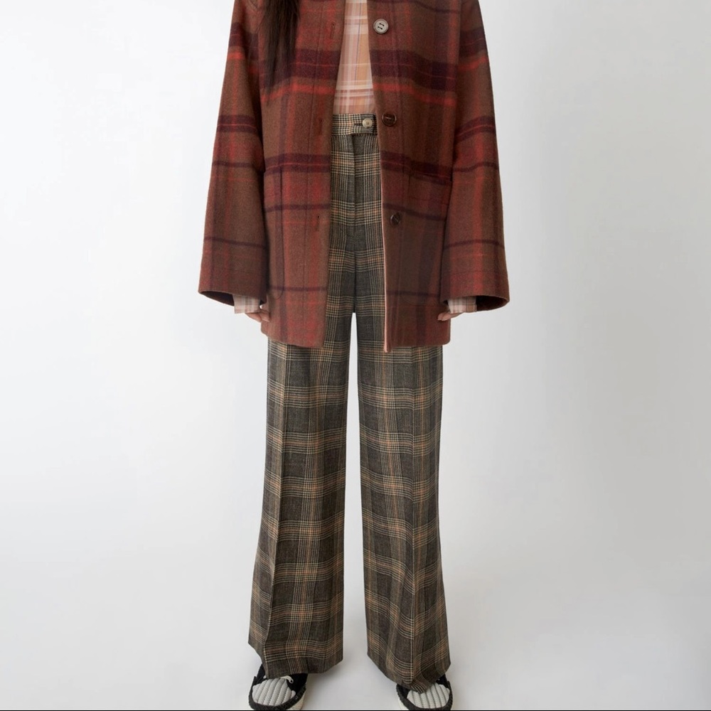 Acne Wool Prince Of Wales Checkered Trousers - Picture 1 of 13